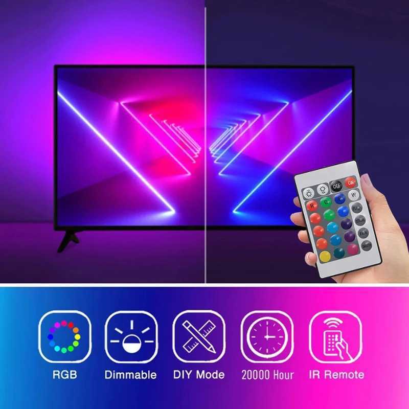 5V 5050 RGB LED Strip Lights AA Battery RGB LED Lights Smart Control 1-10M RGB LED Tape Skateboard Bicycle Decoration Lights W250701