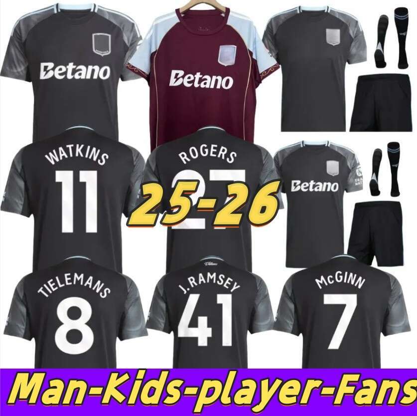 3X 2025 2026 astson svilasShirt 150-Year Anniversary Kit WATKINS Soccer Jerseys RASHFORD#9 ROGERS men kids kit top football shirts 150th Aston jersey 2025 villa all