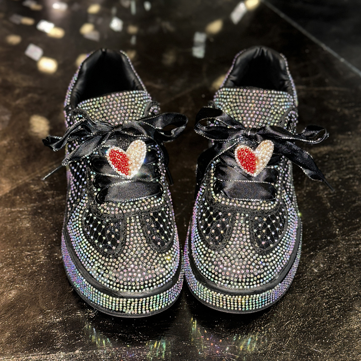 Luxury all diamond party shoes designer women's flat shoes thick sole white black shiny crystal sneakers fashionable Mesh breathable casual shoes