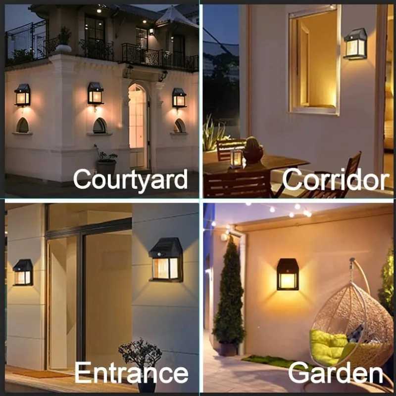 Outdoor Solar Light 1/2/4/6 Waterproof Wall Light with Motion Sensor and 3 Modes Suitable for Garden Terrace Courtyard Porch XJ250624
