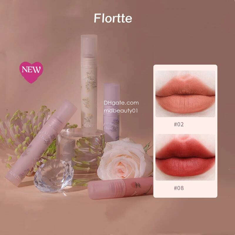 FLORTTE Beauty First Kiss Series Cream d Veet Matte Lip Lasting Tint Blooming Liquid Lipstick Makeup Women Cosmetics X250702