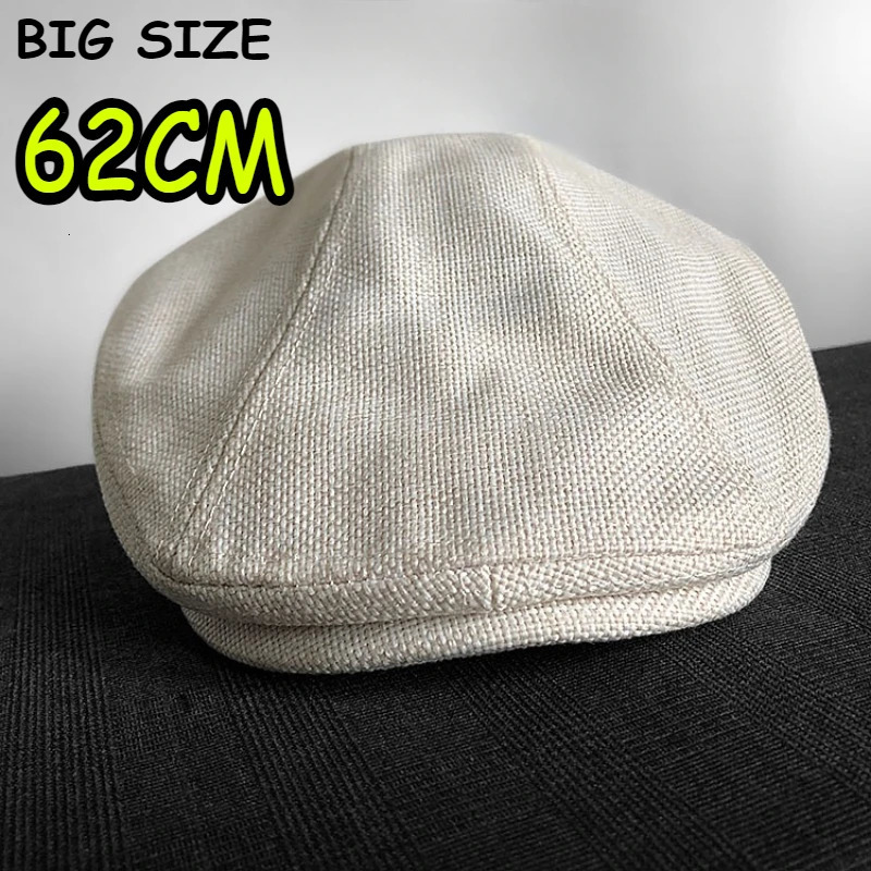 Big Size XL62cm Summer Linen sboy Caps Men Women Painter Berets Forward Hats Adult Casual Ventilate Breathable Advancing Hat 250701