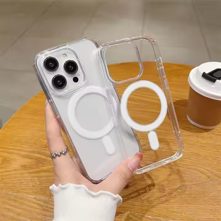 Magnetic Transparent Mobile Phone Case for iPhone 17 16 Pro Max 15 14 13 12 11 Xs Xr Xs Max 7 8 Plus 13 mini Clear Cover Hard TPU