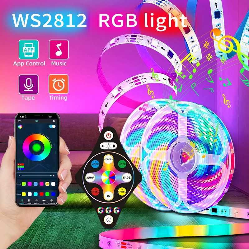 WS2812 5050 RGB IR Bluetooth LED Strip Lights 1M-30M RGBW LED strip TV Backlight Room Decoration LED Tape Diode Flexible Ribbon W250701
