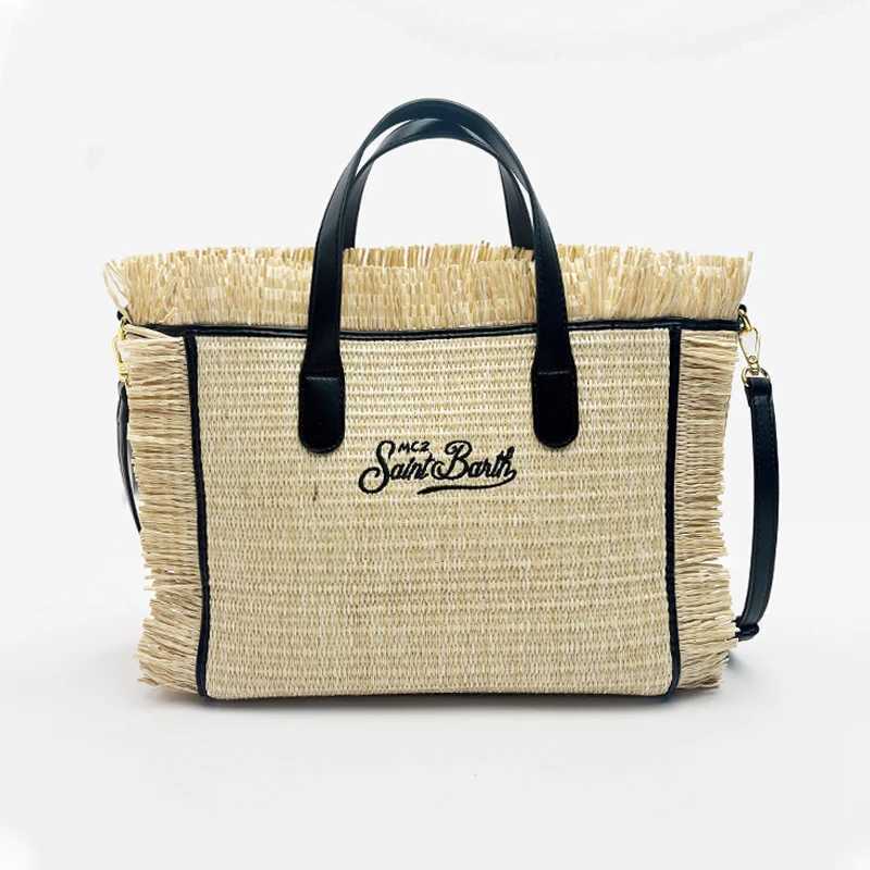 Ladies Handbag New Small Straw Mat Hand Embroidered Letter Woven Fashion Canvas High Quality Multifunctional Ladies Tote Bag W250702