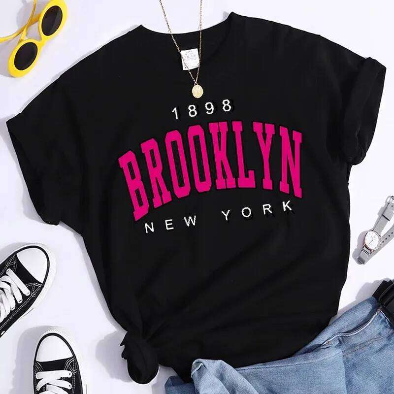 hoodie Wear Summer Women T Shirt 1898 Brooklyn New York Print Short Sleeve T-Shirts Warm Casual Streetwear Hip Hop Y2k Clothes Tops jacket