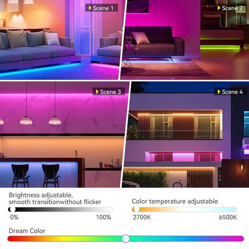 DC5V/12V 5mm WS2812B COB LED Strip WS2812 160leds/m Individually Addressable RGBIC Flexible Dreamcolor Pixel Light W250701