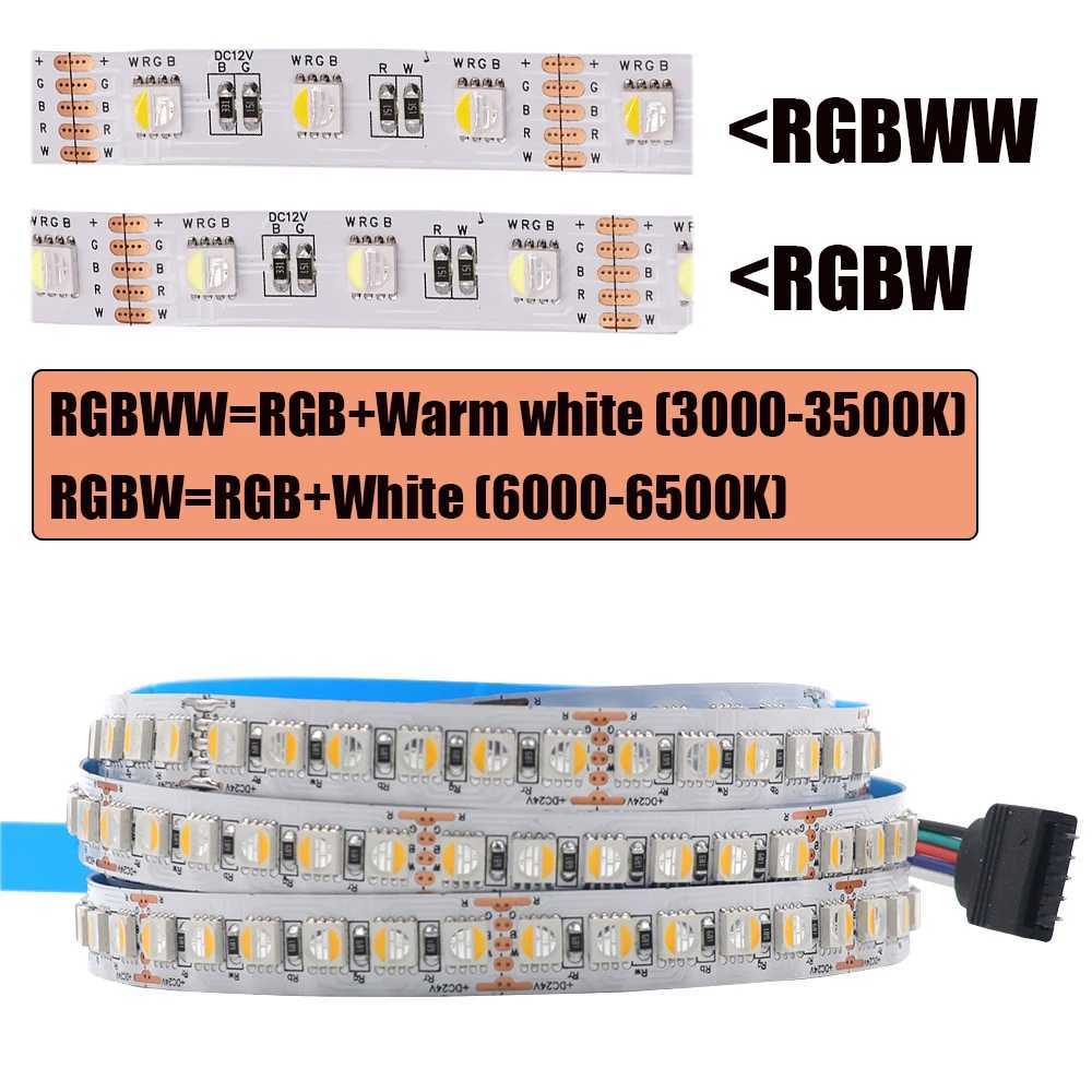 RGBW RGBWW LED Strip DC 12V 24V 4 Colors In 1 Chip SMD 5050 60 108 120 Leds/M Flexible Ribbon Tape Rope Light W250701