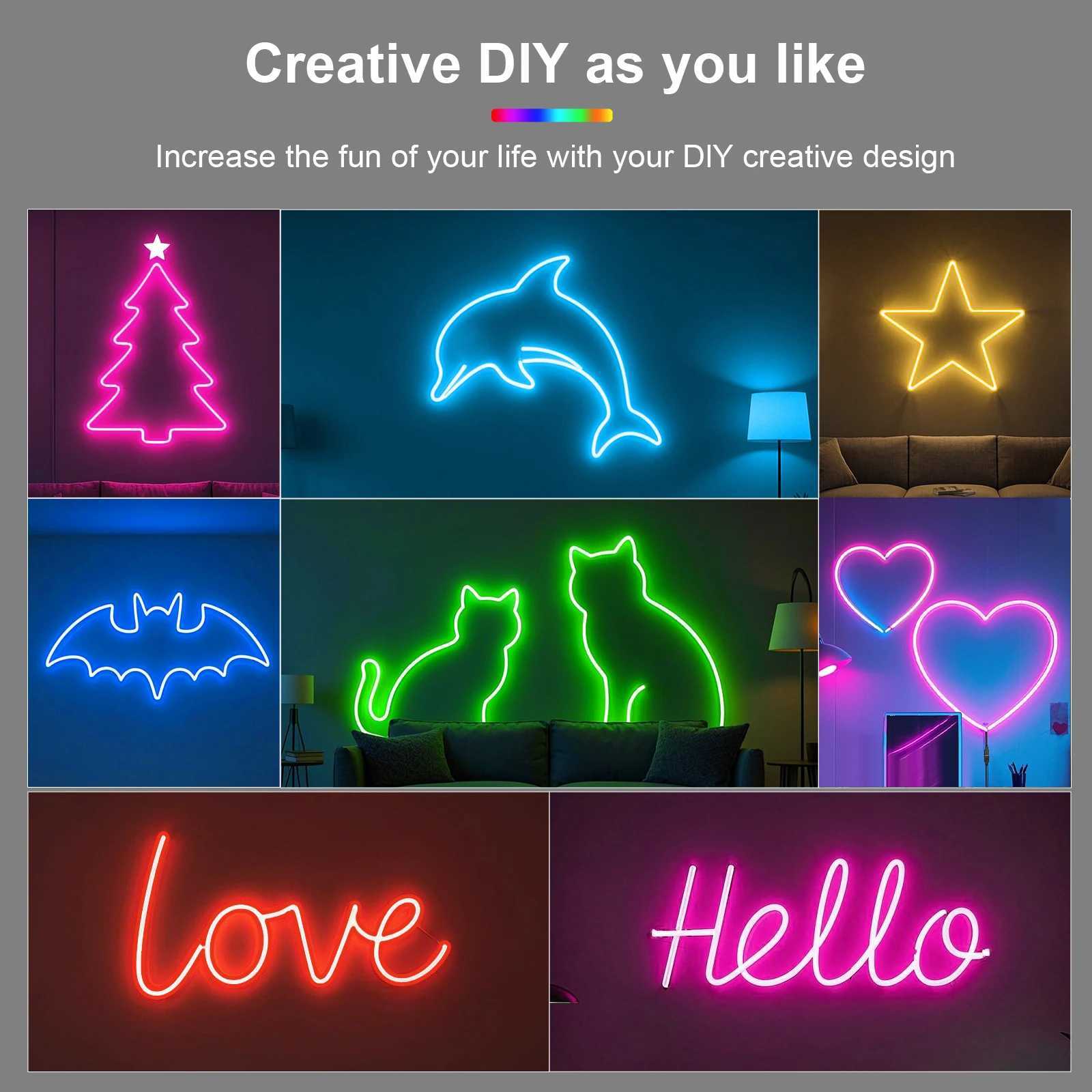 USB LED Strip Light with Battery Box DC5V Flexible Neon Sign Waterproof LED Ribbon Tape Flex Neon Rope Light for Home Decoration W250701