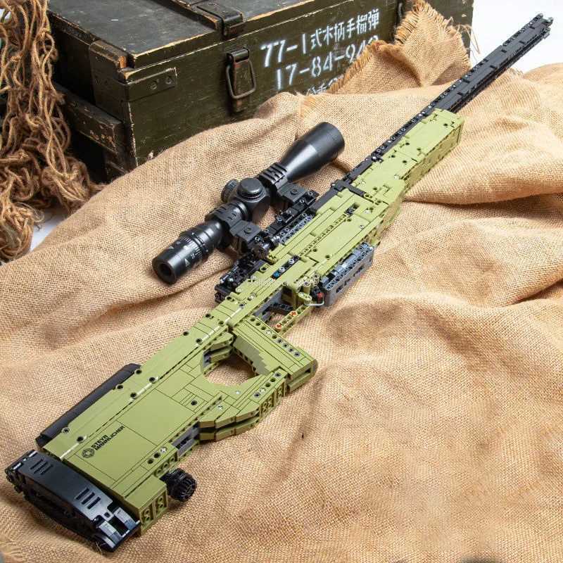 WW2 Creative AWM Sniper Rifle Barrett AKM Building Blocks M24 Military Weapons Series Modle Set Boy Adult Toys Birthday Gifts Y250701