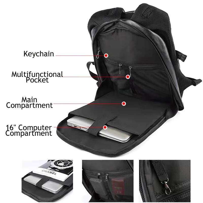 Men Leather Waterproof Laptop Backpack, Large Capacity Business Backpack with USB Charging, Male Travel Sport Daypack