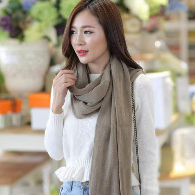 K1201 Autumn and winter new Korean style solid color warm couple scarf female no need knitting small flat imitation cashmere scarf wholesale
