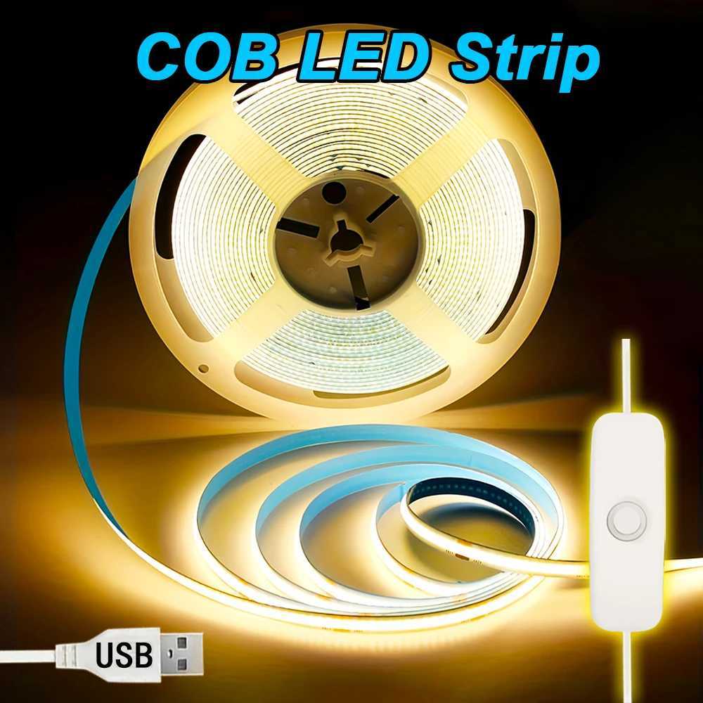 LED Strip Lights USB 5V Sper Parlak COB LED Strip Esnek erit Bant Iklar Dolaplar Yatak Odalar Mutfak Ev Dekorasyonu iin W250701