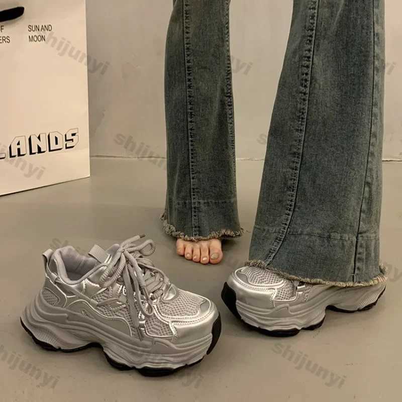 Chunky Platform Sneakers for Women Spring Fi Thick Sole Vulcanized Shoes Woman N Slip Mesh Breathable Casual Sports ShoesXJ260702