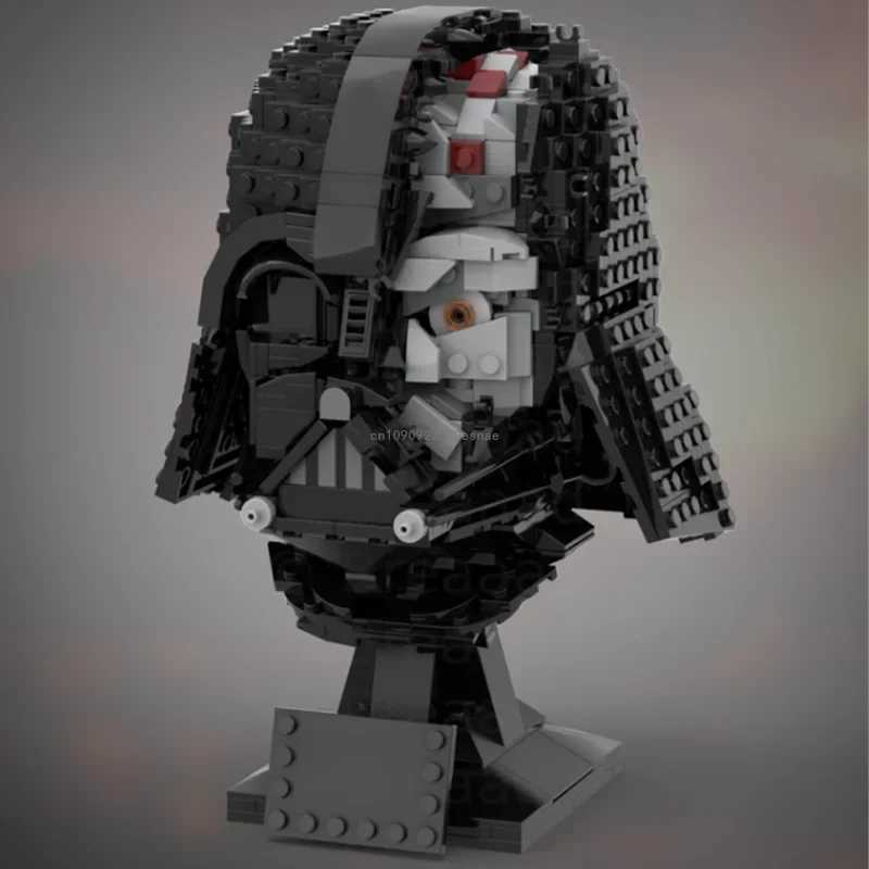 979pcs Star Battle Damaged Vader Helmets Model Building Blocks Bricks Education Assembly for Kids Christmas Gifts Moc-75304 toys Y250701