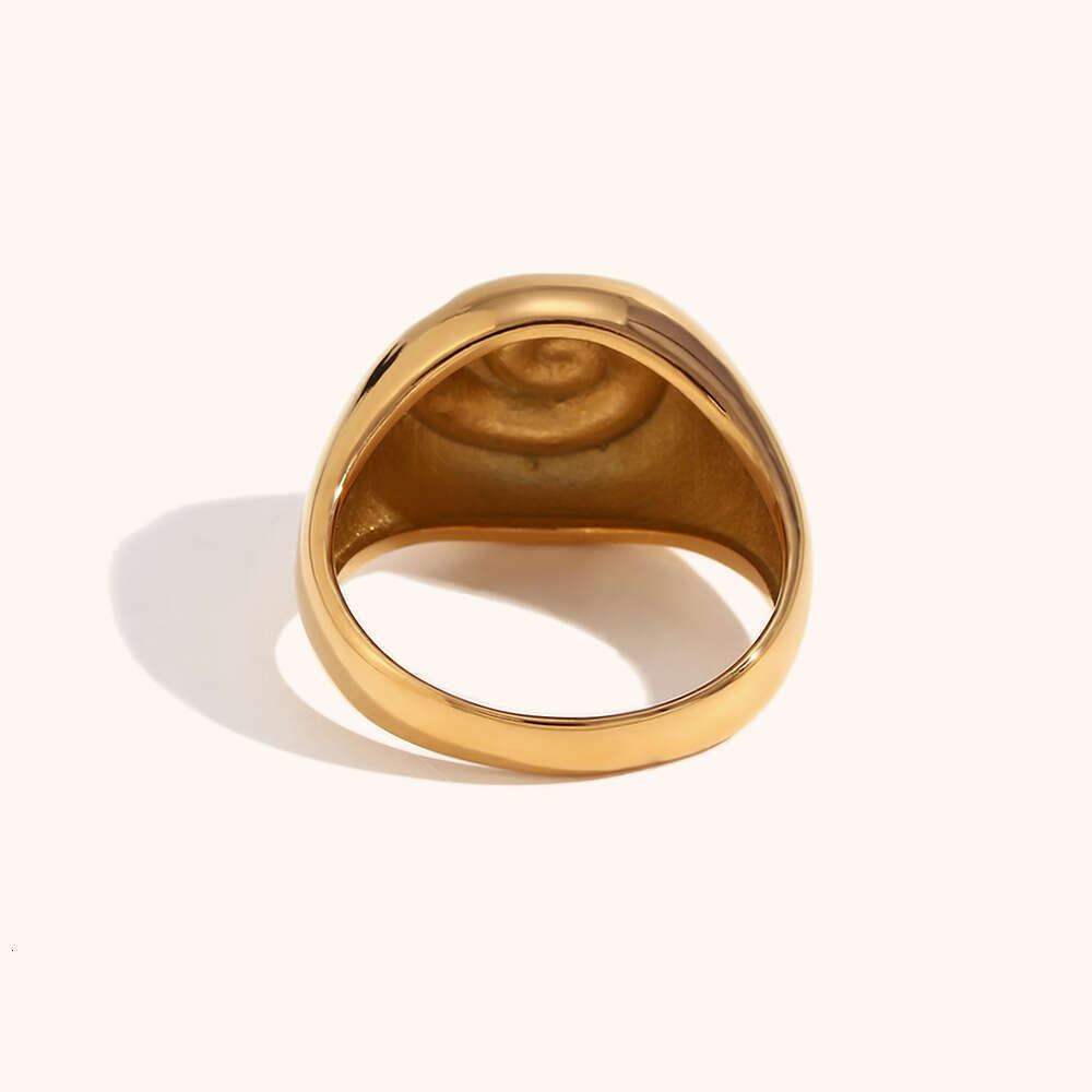 Swirl Ring 18K Gold Plated 316L Stainless Steel Minimalist Jewelry for Women US Size 6 to 8