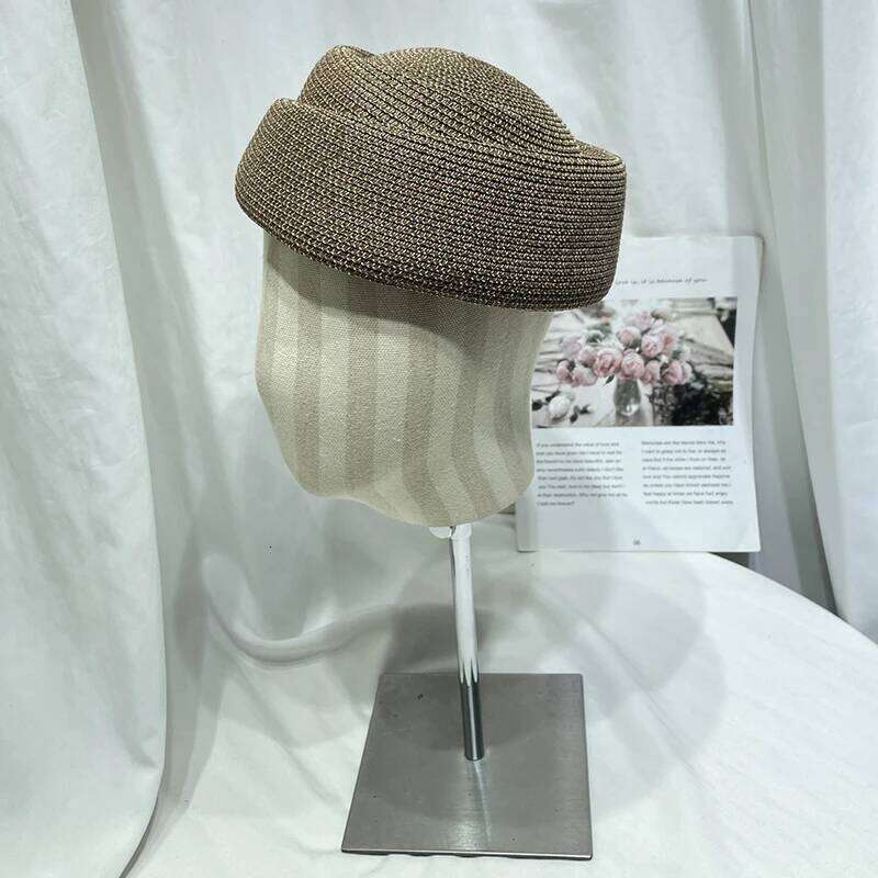 Women Straw Cap Summer French Beret Woven Sun Church Derby Party Fedoras Hostesses Pillbox Hat Millinery Fascinator Base