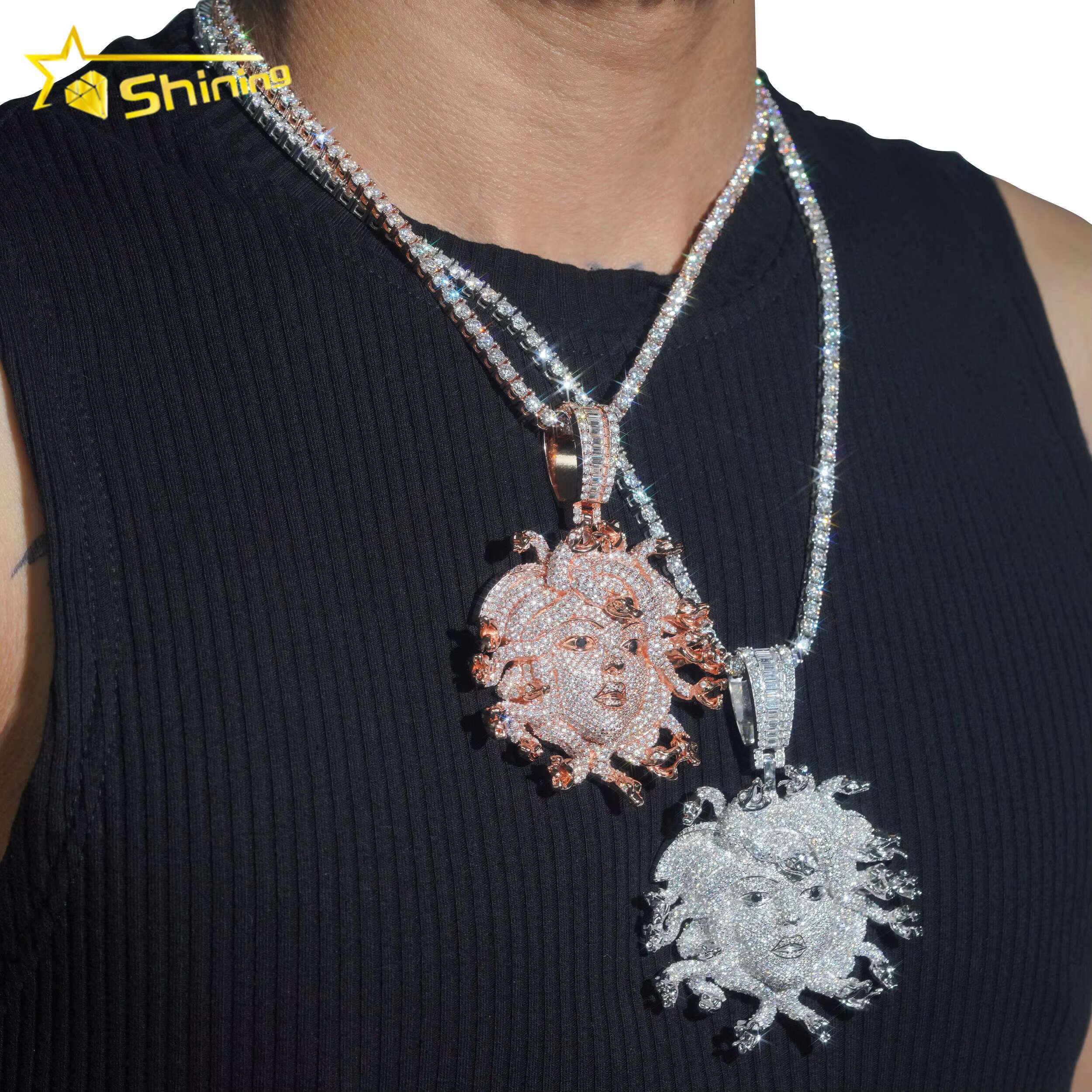 New Arrivals Medusa Pendant Hip Hop Fashion Vvs Moissanite Diamond Fully Iced Out Pendant Pass Diamonds Tester Fine Jewelry