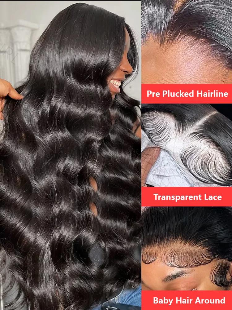 Human Hair HD 13X6 Body Wave Lace Frontal Wig 13X4 Front Human Hair Ready To Wear Go Glueless Wig 200 Density 30 40 Inch Synthetic Front wigs