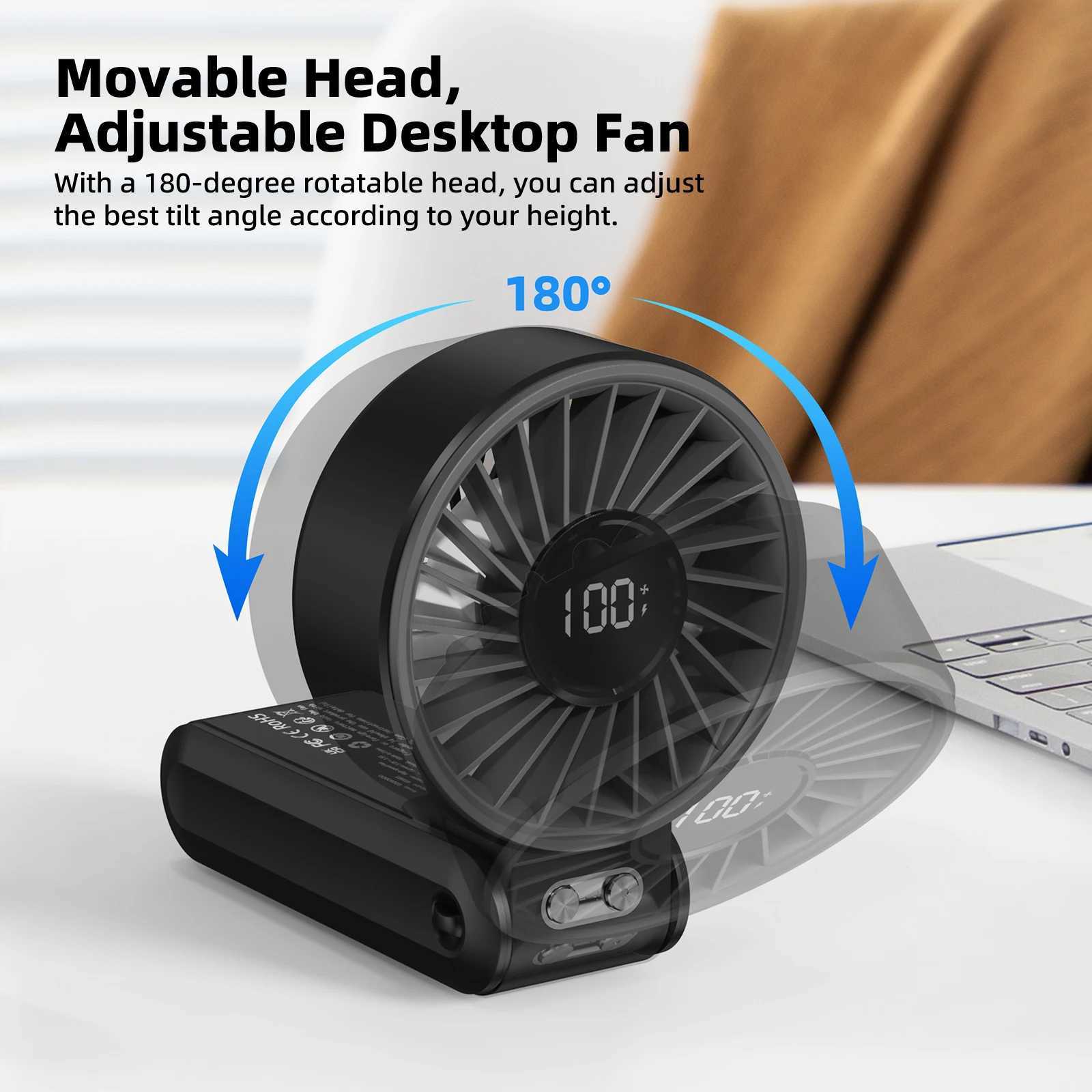GOOJODOQ Portable Versatile Mini Fan Quiet and High-speed Airflow 100-level Stepless Speed 4000mAh Adjustment Folding Neck Fan XJ250702