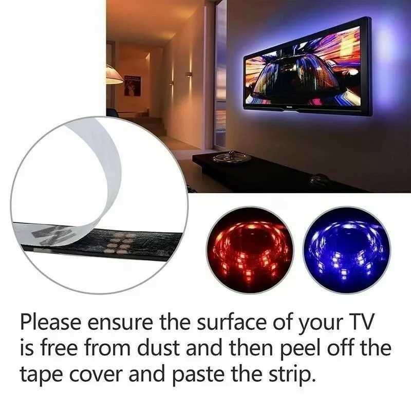 USB LED Lights for 55-75 Inch TV LED Backlight RGB Strip Lights Music Sync Color Changing Bluetooth App Control For Gaming Room W250701