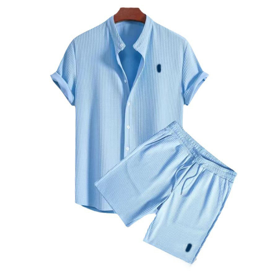 2025 Men's Casual Tracksuits Designer Loose Multi-Color Shirts Sets Beachwear Corduroy Short Sleeve Shorts Two-Piece Suit Collar Applique Tops