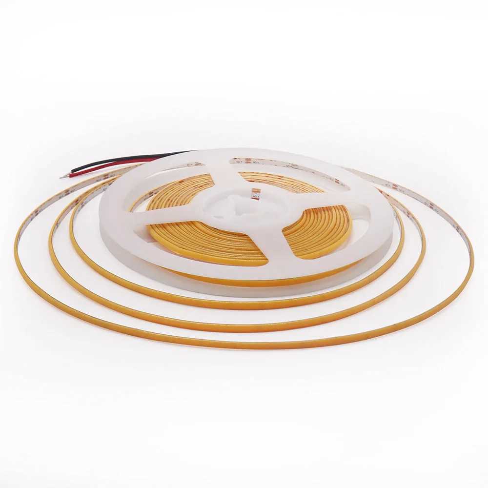 3V 5V 2.7mm Ultra Slim COB LED Strip Lights Battery Powered DIY mini Figure 480LED/m Flexible Tape Light Red Warm White Dimmable W250701