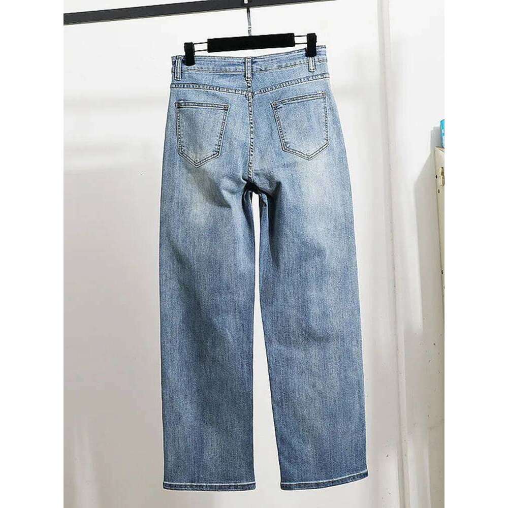 Women's Wear Street Spring Autumn Loose Slimming Straight High Waist Jeans Wide Leg Pants Women Heart Shape Dia Denim Baggy Trousers