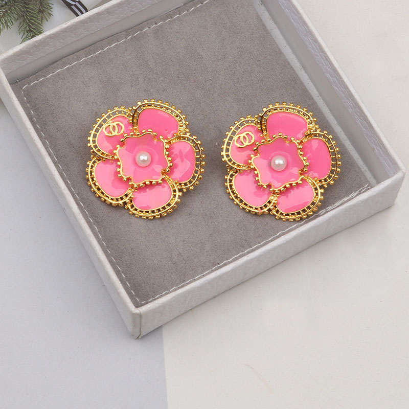 Earring Letter Sier Ear Famous Crystal Stud Women Geometry Design Style Vintage Flower Rhinestone Pearl Earrings Bride Wedding Party Classic Jewerlry Gifts