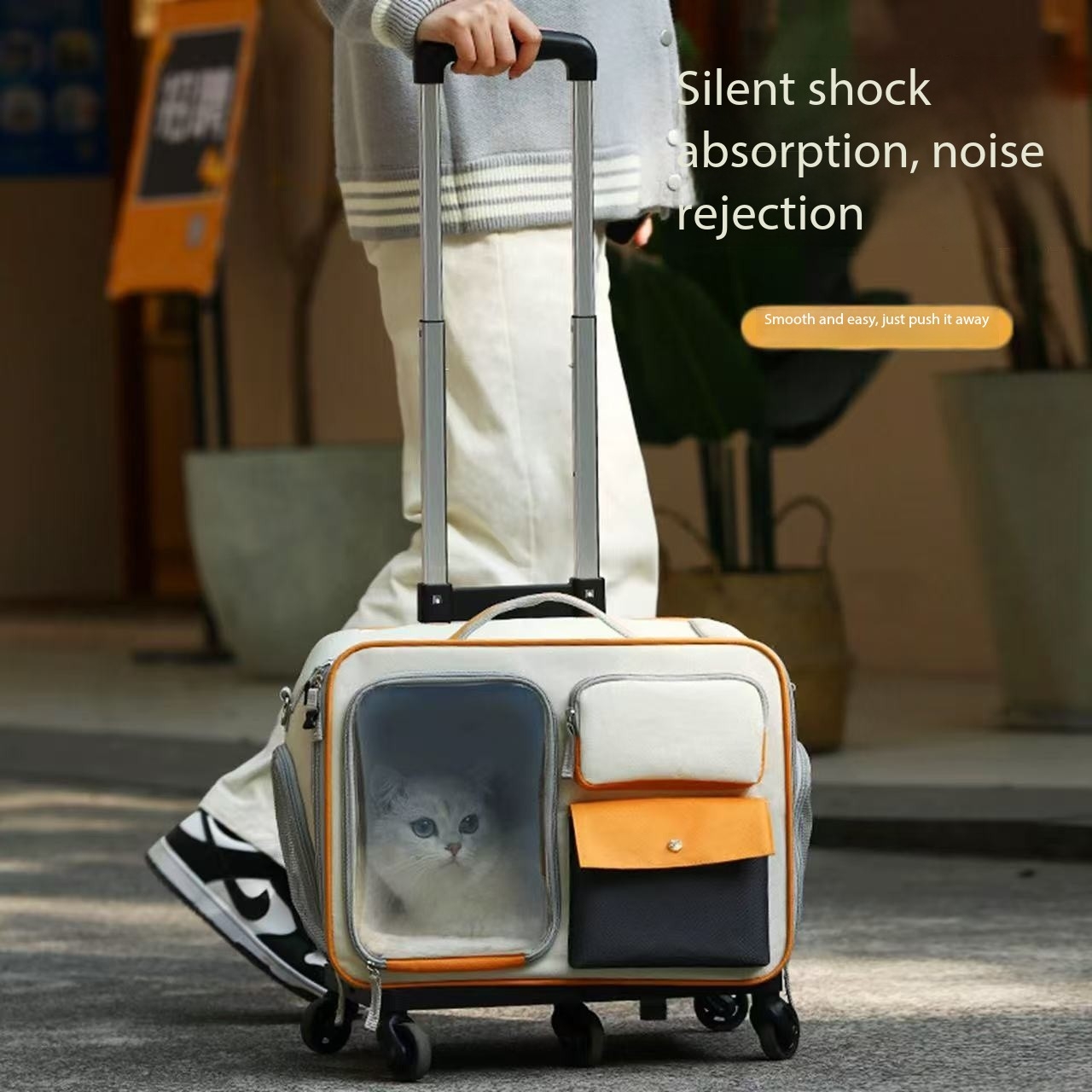 Pet rolling suitcase portable large-capacity cat bag stress-resistant cat and dog bag small dog luggage box outdoor pet backpack
