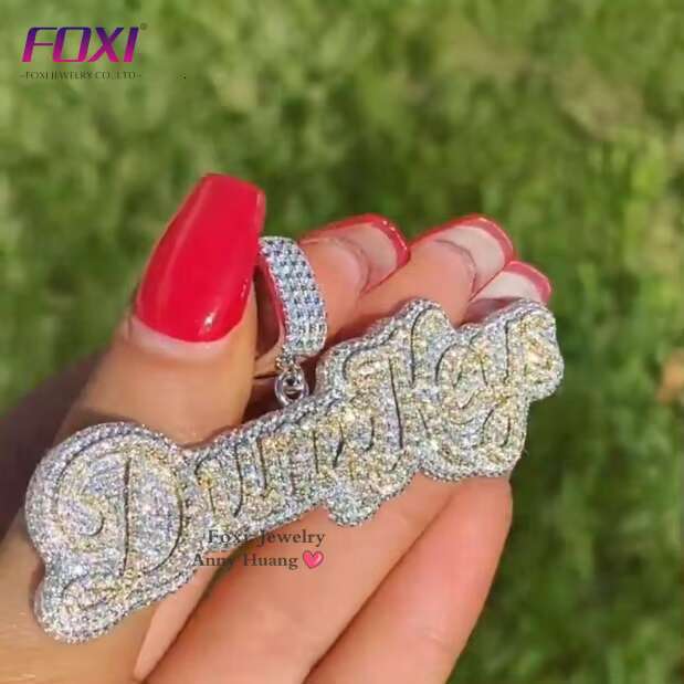 Rapper Jewelry Mens 925 Sterling Silver Moissanite Diamond Pendant Rose Gold Two Tones Heart Clasp Custom Name Letter Pendant