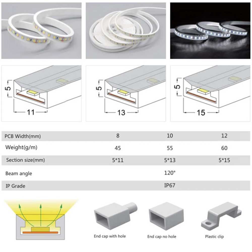 LED Silicone Neon Tube T0511 T0513 T0515 Flexible Protection Cover Transparent Matte Black Milky For 8-12mm WS2812 WS2811 Strip W250701