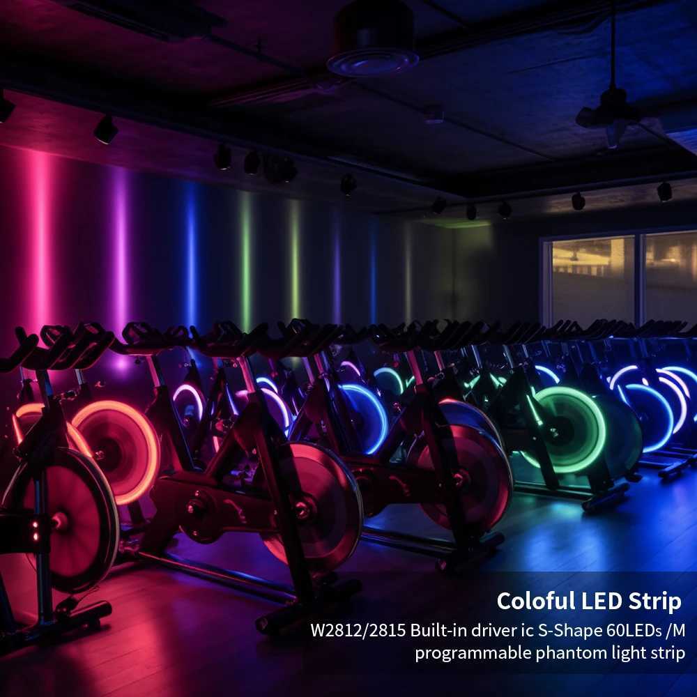 WS2812B WS2815 S Shape 8mm LED Strip 60LED/m 5050 RGB Pixel IC Individually Addressable LED Tape Light Bendable DC5V/DC12V W250701