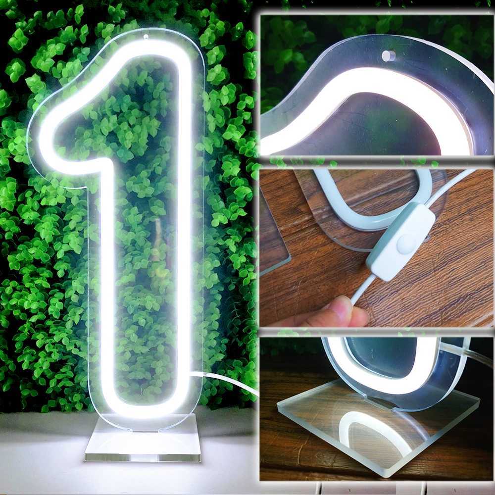 Glowing 38cm Numbers 0 to 9 LED Neon Light for Birthday Party Anniversary Event Home Bar Hotel Art Decoration W250701