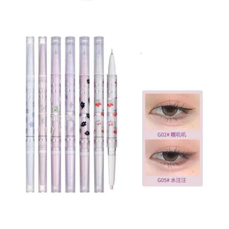 FLORTTE Double Head Eyeshadow Eyeliner Silkworm Stick Matte Pearl Glitter Eye Shadow Liner Pencil Highlighter Pen Eyes Makeup X250702