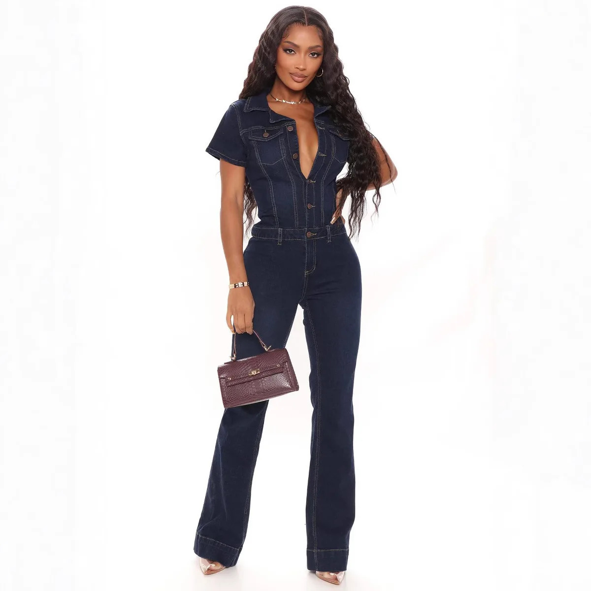 Demin Overall Jumpsuits Mom Jeans Long Pants Y2k High Waist Single Breasted Rompers Streetwear Party Club Work 250625