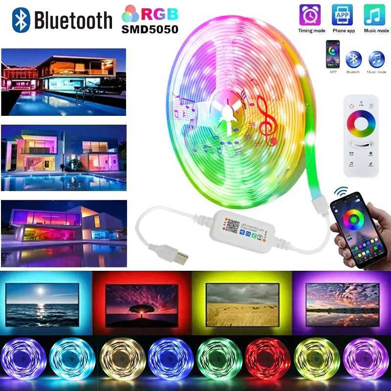 USB RGB TV Background Atmosphere LED Strip Lights Bluetooth 5V 5050 RGB LED Lights Flexible Lamp Tape for Room Game Decoration W250701