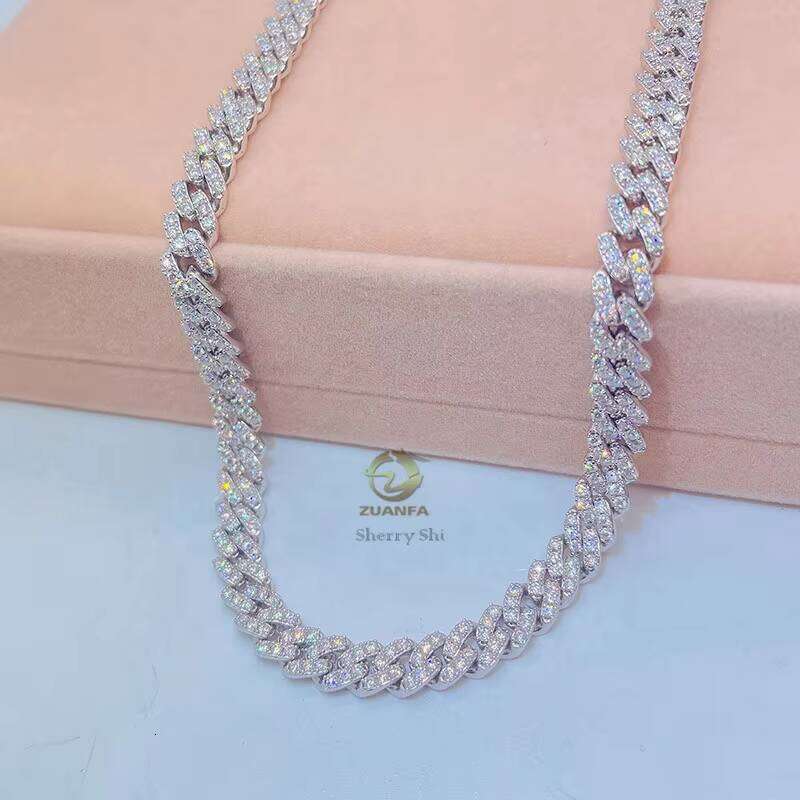 Hot Sell Drop Shipping Iced Out Vvs Dia Hip Hop 8Mm Moissanite Cuban Chain