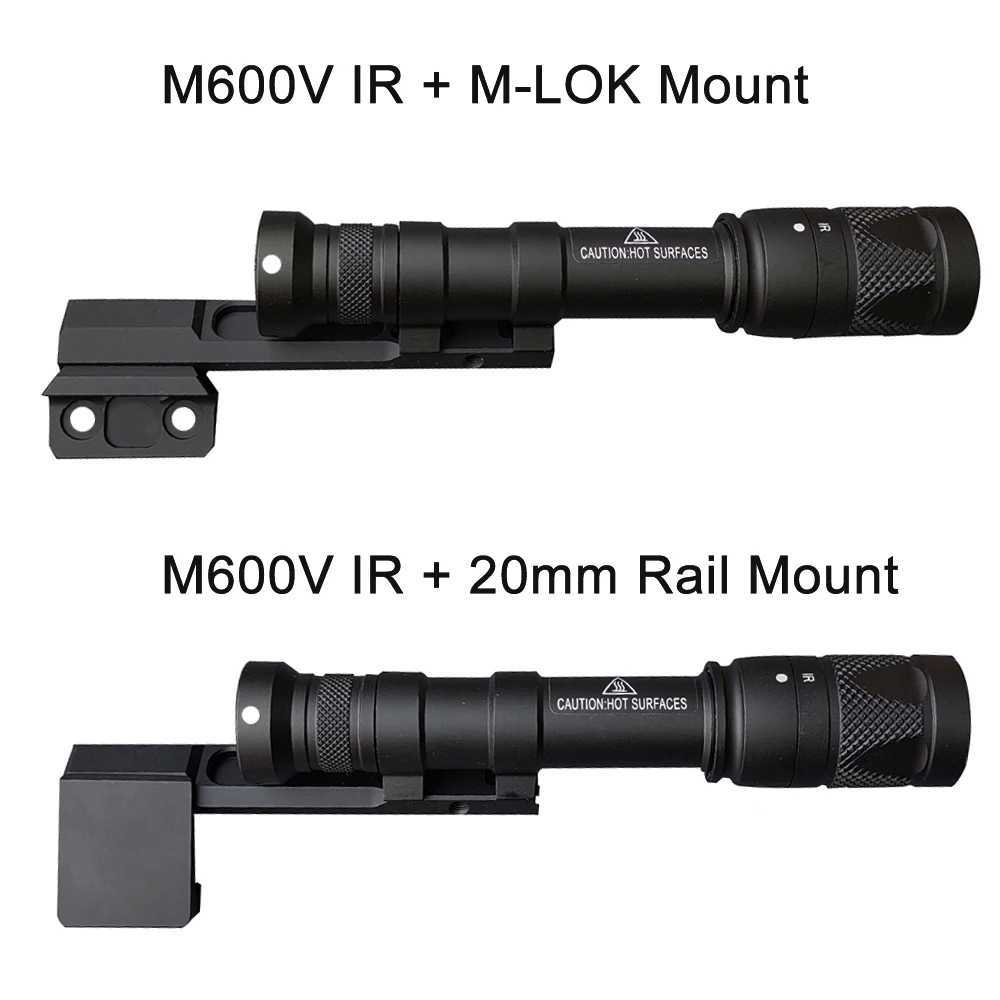 Hunting Airsoft Flashlight M600V IR White LED Tactical Light IR Output with 20mm Picatinny M-LOK Keymod Rail MountXJ250701