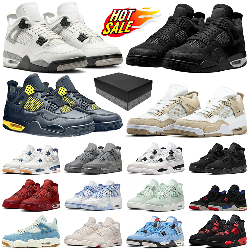 4 4s designer basketball shoes White Cement Nigel Brick by Brick Bred Reimagined Black Cat Thunder Denim Worn Blue mens womens trainers outdoor sneakers