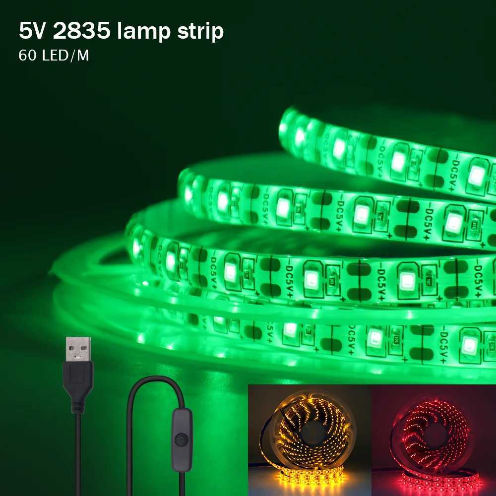 5V USB LED Strip Light SMD 2835 60Leds/m Flexible Ribbon Tape TV Background Lighting 1M 2M 3M 5M LED String Light Room Decor W250701