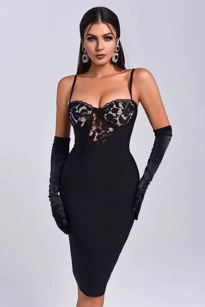 2025 Summer Fashion Sexy Embroidered Semi-transparent Export Women's Strapless Dress