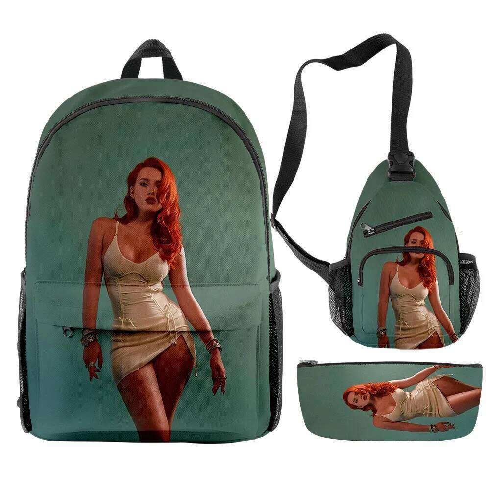 Novelty Cool bella thorne 3D Print 3pcs/Set pupil School Bags Travel Laptop Backpack Chest Bag Pencil Case
