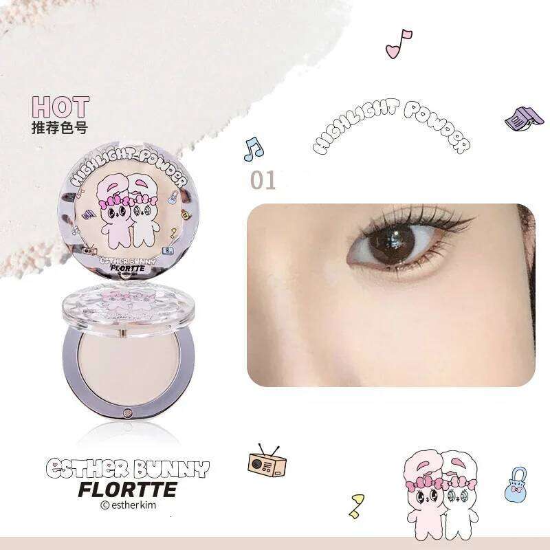 FLORTTE BUNNY Single Highligh Powder Naturally Facial Blush Cream Brightening Liftup Face 3D Stereoscopic Makeup X250702