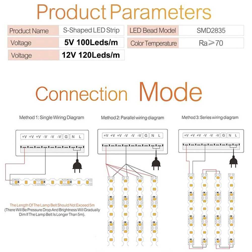 5V 12V 6mm S LED Strip Light SMD2835 120Leds/m for DIY Sign Neon Flexible Silicone Tube Bar Foldable String Lamp W250701