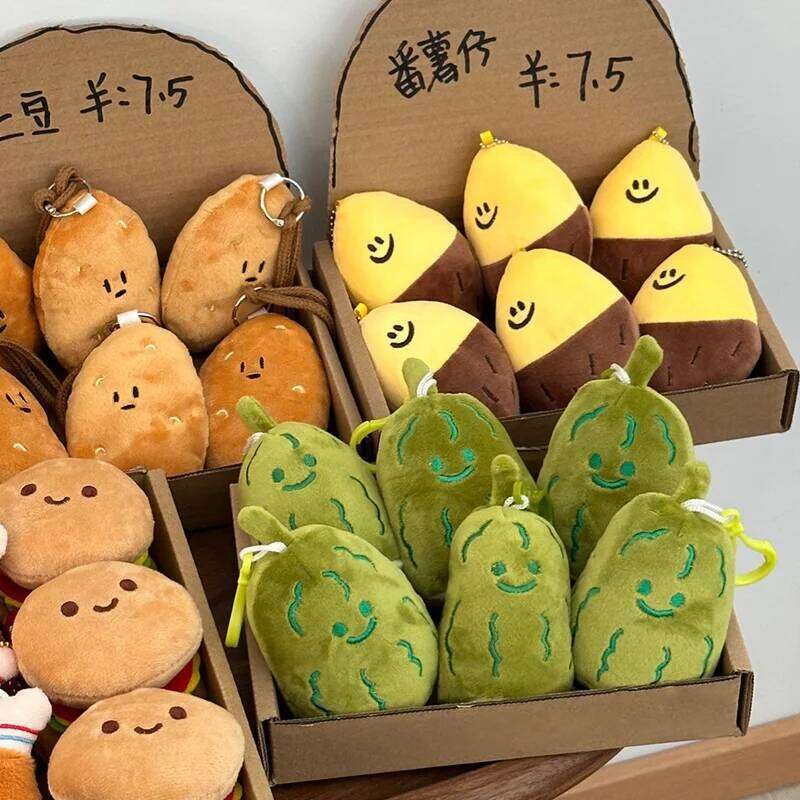 Cute Smile Vegetable Fruit Car Interior Student Backpack Hanging Decor Potato Scallion Cabbage Pendant Keychain Free shipping