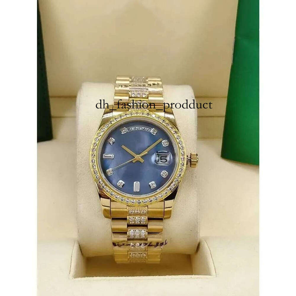 Waterproof Men Watch New Version Day-Date 18K Yellow Gold Diamond Bezel 36mm 40mm Dial Automatic Fashion Men's Watch Woman Wristwatch With B