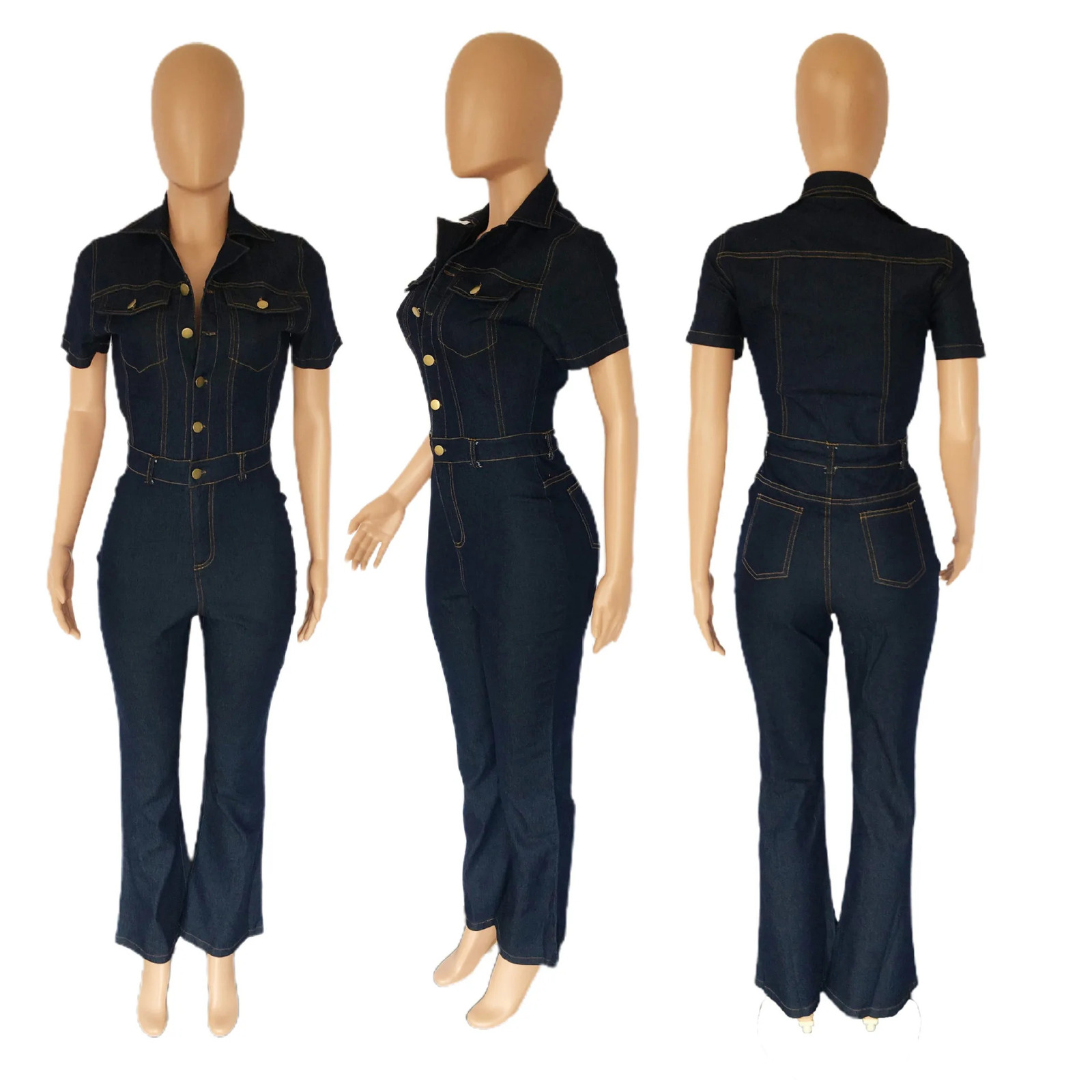 Demin Overall Jumpsuits Mom Jeans Long Pants Y2k High Waist Single Breasted Rompers Streetwear Party Club Work 250625