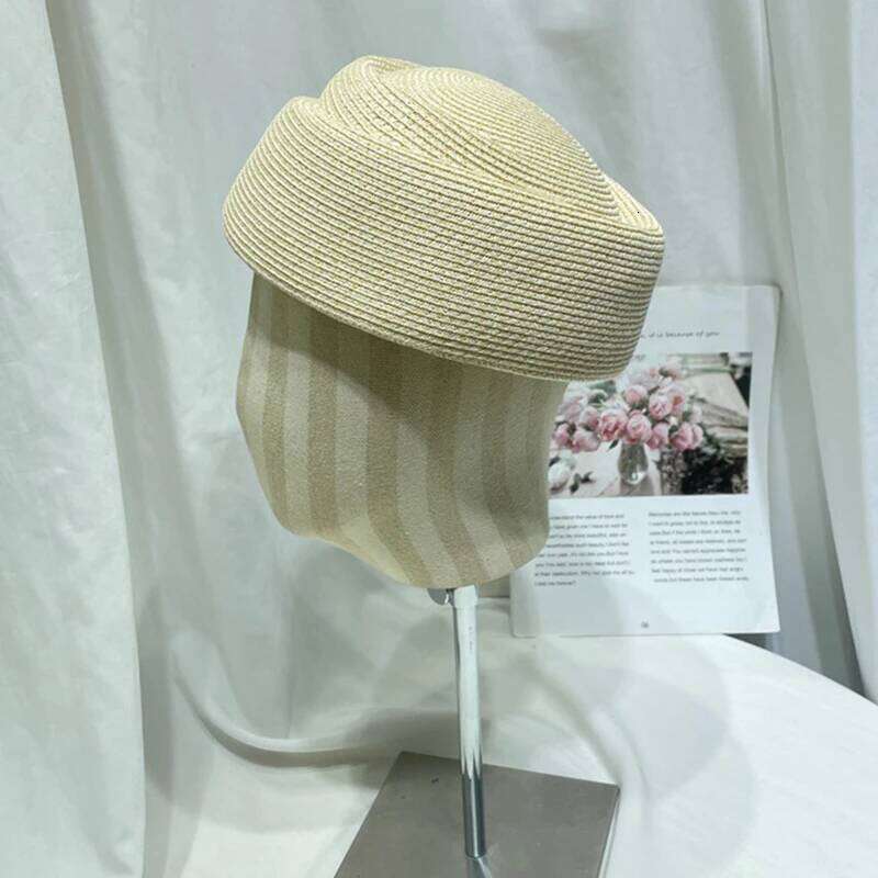 Women Straw Cap Summer French Beret Woven Sun Church Derby Party Fedoras Hostesses Pillbox Hat Millinery Fascinator Base