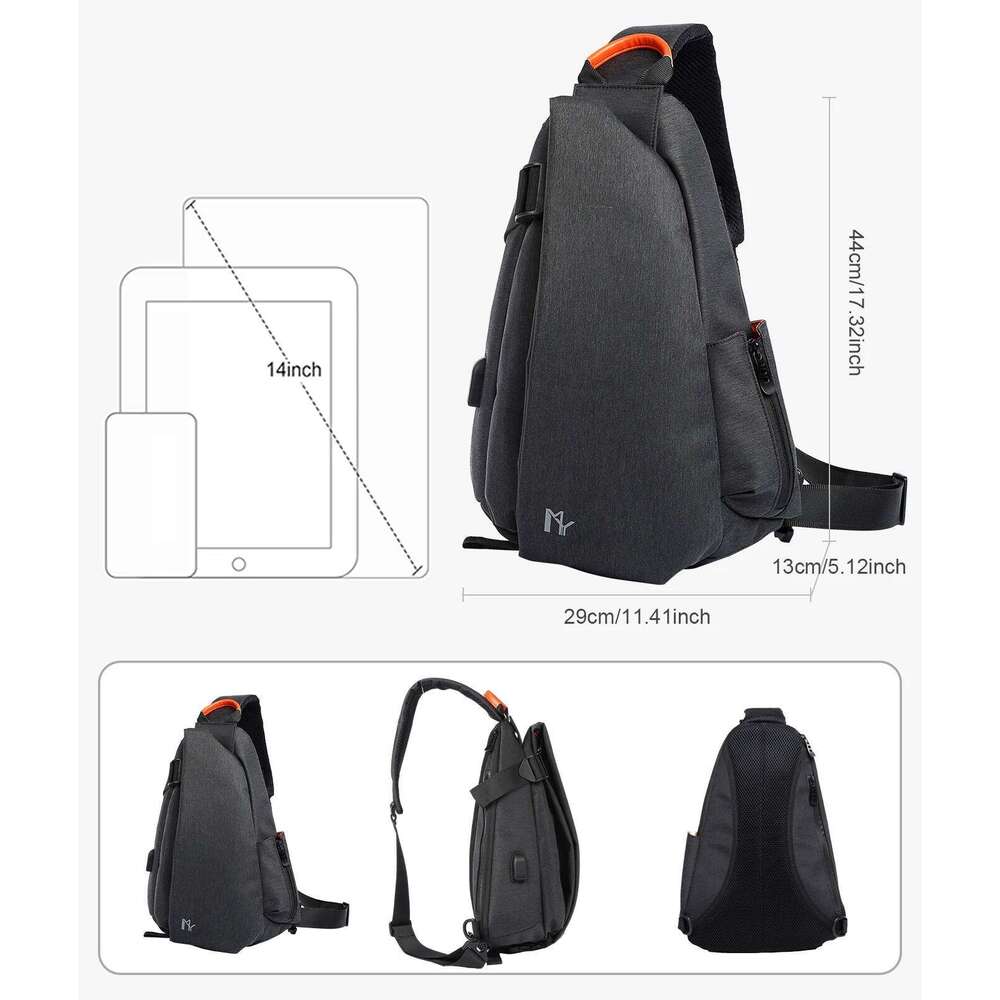 Pistol Gun Men's Ultra-thin Chest Personal Messenger Anti-theft Multi-function Shoulder Crossbody Bag Rich Compartment